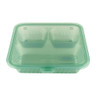 G.E.T - Eco-Takeouts 9" x 9" Jade Polypropylene 3-Compartment Reusable Flat Top Food Container (12 Per Case) - EC-16-JA
