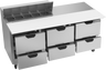 Beverage-Air - 72" Sandwich Prep Table w/ 6 Drawers & 17" Cutting Board - SPED72HC-10C-6