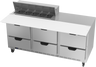 Beverage-Air - 72" Sandwich Prep Table w/ 6 Drawers & 17" Cutting Board - SPED72HC-10C-6