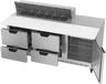 Beverage-Air - 72" Sandwich Prep Table w/ 4 Drawers, 1 Door & 17" Cutting Board - SPED72HC-12C-4