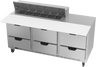 Beverage-Air - 72" Sandwich Prep Table w/ 6 Drawers & 17" Cutting Board - SPED72HC-12C-6