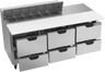 Beverage-Air - 72" Sandwich Prep Table w/ 6 Drawers & 17" Cutting Board - SPED72HC-12C-6