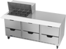 Beverage-Air - 72" Mega Top Sandwich Prep Table w/ 6 Drawers - SPED72HC-12M-6