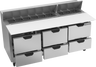 Beverage-Air - 72" Sandwich Prep Table w/ 6 Drawers & 17" Cutting Board - SPED72HC-18C-6