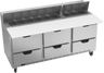Beverage-Air - 72" Sandwich Prep Table w/ 6 Drawers & 17" Cutting Board - SPED72HC-18C-6