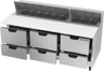 Beverage-Air - 72" Sandwich Prep Table w/ 6 Drawers & 17" Cutting Board - SPED72HC-18C-6