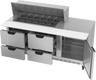 Beverage-Air - 72" Mega Top Sandwich Prep Table w/ 4 Drawers & 1 Door - SPED72HC-18M-4