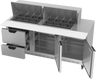 Beverage-Air - 72" Mega Top Sandwich Prep Table w/ 2 Drawers & 2 Doors - SPED72HC-24M-2