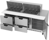 Beverage-Air - 72" Mega Top Sandwich Prep Table w/ 4 Drawers & 1 Door - SPED72HC-24M-4