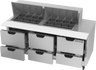 Beverage-Air - 72" Mega Top Sandwich Prep Table w/ 6 Drawers - SPED72HC-24M-6