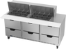 Beverage-Air - 72" Mega Top Sandwich Prep Table w/ 6 Drawers - SPED72HC-24M-6