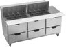 Beverage-Air - 72" Mega Top Sandwich Prep Table w/ 6 Drawers - SPED72HC-24M-6