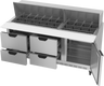 Beverage-Air - 72" Mega Top Sandwich Prep Table w/ 4 Drawers & 1 Door - SPED72HC-30M-4