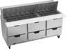 Beverage-Air - 72" Mega Top Sandwich Prep Table w/ 6 Drawers - SPED72HC-30M-6