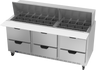 Beverage-Air - 72" Mega Top Sandwich Prep Table w/ 6 Drawers - SPED72HC-30M-6