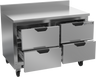 Beverage-Air - 48" Mobile Worktop Refrigerator w/ 4 Drawers & Foamed-In Backsplash - WTRD48AHC-4-FIP