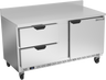 Beverage-Air - 60" Mobile Worktop Refrigerator w/ 2 Drawers, 1 Door & Foamed-In Backsplash - WTRD60AHC-2-FIP
