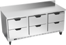 Beverage-Air - 72" Mobile Worktop Refrigerator w/ 6 Drawers & Foamed-In Backsplash - WTRD72AHC-6-FIP