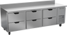 Beverage-Air - 93" Mobile Worktop Refrigerator w/ 6 Drawers & Foamed-In Backsplash - WTRD93AHC-6