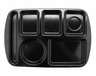 G.E.T - School Trays 14.6" x 9.75" Black Left Handed 6-Compartment Tray (12 Per Case) - TL-151-BK