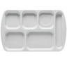 G.E.T - School Trays 15.5" x 9.8" White Right Handed 6-Compartment Tray (12 Per Case) - TR-151-W