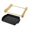 Staub - 13" x 9" Black Rectangular Serving Dish W/ Wood Base - 1004082
