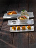 Varick - Cafe Porcelain Pub 9.5" x 5" White Rimmed Rectangle Tray (12 Per Case) - 6900E554