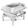 Walco - Idol Buffet 18.5" x 13.5" x 16.5" Rectangle Chafer W/ Glass Lid & Stand - WLWI35LGL