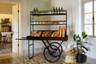 Mogogo - Cantine 79.5" x 29.8" x 95.5" Dark Brown Bamboo Cart W/ Shelves, Crates & Black Wheels - MGCCNT02DSXX