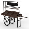 Mogogo - Cantine 79.5" x 29.8" x 95.5" Dark Cart Bamboo W/ Shelves, Crates, Sign & Black Wheels - MGCCNT05DSXX
