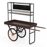 Mogogo - Cantine 79.5" x 29.8" x 95.5" Dark Brown Cart W/ Shelves, Sign & Black Wheels - MGCCNT03DSXX