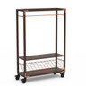 Mogogo - Canvas 48.5" x 18" x 73" Dark Brown Bamboo / Brushed Copper Coat Rack W/ Casters - MGCCAN11DCXW