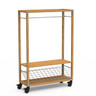 Mogogo - Canvas 48.5" x 18" x 73" Bamboo / Brushed Stainless Steel Coat Rack W/ Casters - MGCCAN11NSXW