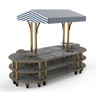 Mogogo - Modular 130" x 59" x 96" Grey Slate / Brushed Brass Warming Induction Market Station W/ Canopy & Casters - MGCMLD03GBWW