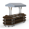 Mogogo - Modular 130" x 59" x 96" Mango Wood / Brushed Stainless Steel Warming Induction Market Station W/ Canopy - MGCMLD03WSWF