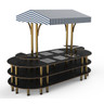 Mogogo - Modular 130" x 59" x 96" Black Marble / Brushed Brass Warming Induction Market Station W/ Canopy - MGCMLD03MBWF