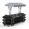 Mogogo - Modular 130" x 59" x 96" Black Marble / Brushed Stainless Steel Warming Induction Market Station W/ Canopy & Casters - MGCMLD03MSWW