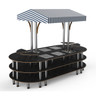 Mogogo - Modular 130" x 59" x 96" Black Marble / Brushed Stainless Steel Warming Induction Market Station W/ Canopy - MGCMLD03MSWF