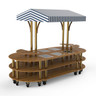 Mogogo - Modular 130" x 59" x 96" Bamboo / Brushed Brass Warming Induction Market Station W/ Canopy & Casters - MGCMLD03BBWW