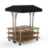 Mogogo - Modular 71" x 67" x 95.5" Bamboo / Brushed Stainless Steel Square Market Warming Station W/ Canopy & Casters - MGCMLD15BSBW