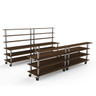 Mogogo - Modular 142" x 46" x 71" Mango Wood / Brushed Stainless Steel Double Bar Station W/ Casters - MGCMLC11WSXW