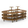 Mogogo - Modular 129" x 81.5" x 55" Bamboo / Brushed Brass Closed Stadium Station W/ Display Tables - MGCMSB08BBXF