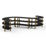 Mogogo - Modular 141" x 129" x 35" Black Marble / Brushed Brass Medium S Buffet Station - MGCMSB02MBXF