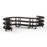 Mogogo - Modular 141" x 129" x 35" Black Marble / Brushed Stainless Steel Medium S Buffet Station W/ Casters - MGCMSB02MSXW