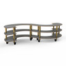 Mogogo - Modular 141" x 76" x 35" Grey Slate / Brushed Brass Small S Buffet Station W/ Casters - MGCMSB03GBXF