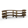 Mogogo - Modular 141" x 76" x 35" Mango Wood / Brushed Brass Small S Buffet Station W/ Casters - MGCMSB03WBXW