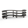 Mogogo - Modular 141" x 76" x 35" Black Marble / Brushed Stainless Steel Small S Buffet Station W/ Casters - MGCMSB03MSXW