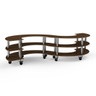 Mogogo - Modular 141" x 76" x 35" Mango Wood / Brushed Stainless Steel Small S Buffet Station W/ Casters - MGCMSB03WSXW
