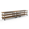 Mogogo - Modular 171" x 29.5" x 36.5" Bamboo / Brushed Stainless Steel Double Heat Buffet Table W/ Casters - MGCMLD04BSXW