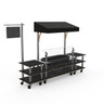 Mogogo - Modular 130" x 33.5" x 95.5" Black Marble / Brushed Stainless Steel Classic Cooling Station W/ Canopy & Casters - MGCMLA01MSBW